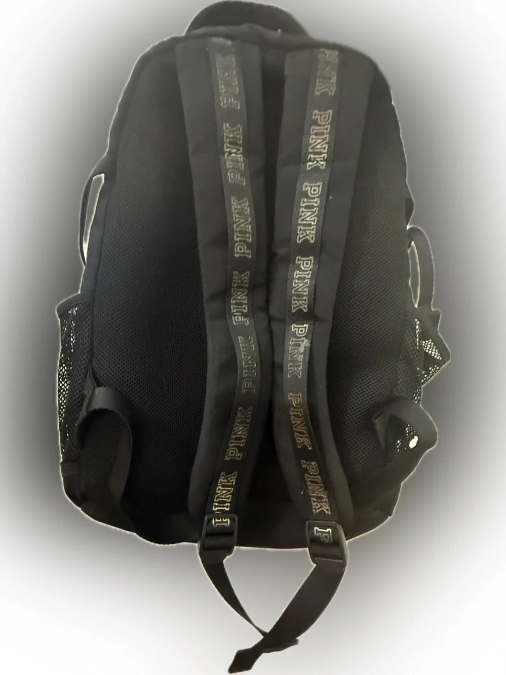 Victoria's Secret PINK Black Backpack with Metallic Logo
